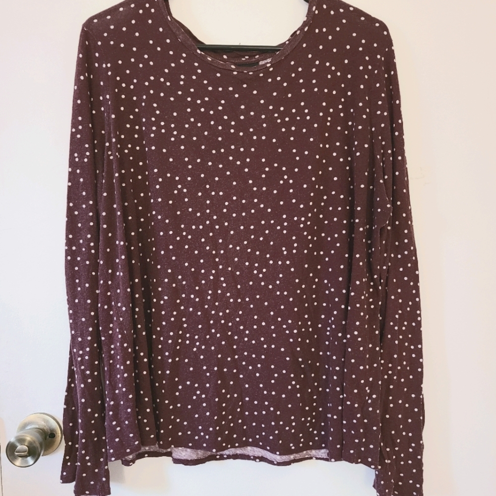 Polka Dot Long Sleeve Maroon Shirt
